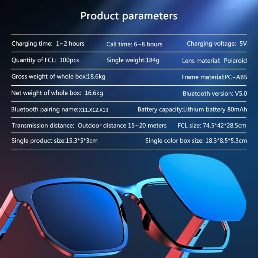 Smart Bluetooth Sunglasses Compatible with Apple , Sports Waterproof