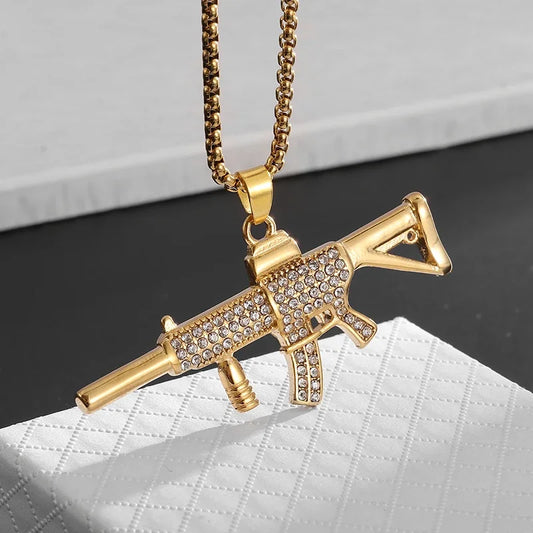 Iced Out Letter Savage Pendant Shiny Bing Cubic Zirconia Hip Hop Necklace Men\\\'s Cool Rock Rap Trend Jewelry