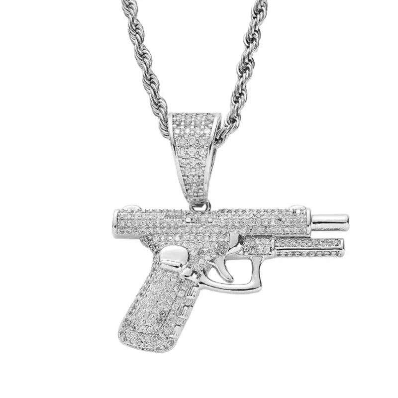 Iced Out Letter Savage Pendant Shiny Bing Cubic Zirconia Hip Hop Necklace Men\\\'s Cool Rock Rap Trend Jewelry