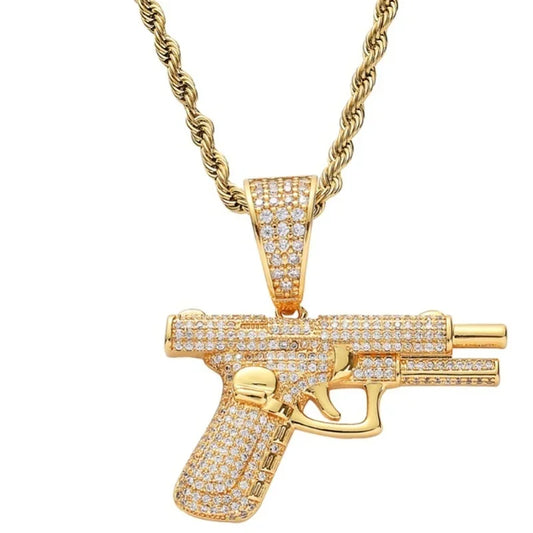Iced Out Letter Savage Pendant Shiny Bing Cubic Zirconia Hip Hop Necklace Men\\\'s Cool Rock Rap Trend Jewelry