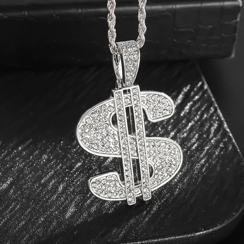 Iced Out Letter Savage Pendant Shiny Bing Cubic Zirconia Hip Hop Necklace Men\\\'s Cool Rock Rap Trend Jewelry