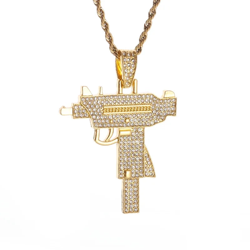Iced Out Letter Savage Pendant Shiny Bing Cubic Zirconia Hip Hop Necklace Men\\\'s Cool Rock Rap Trend Jewelry