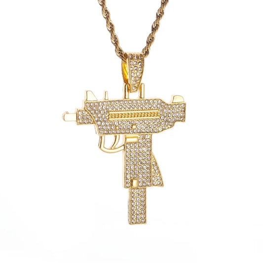 Iced Out Letter Savage Pendant Shiny Bing Cubic Zirconia Hip Hop Necklace Men\\\'s Cool Rock Rap Trend Jewelry