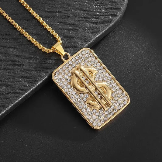 Iced Out Letter Savage Pendant Shiny Bing Cubic Zirconia Hip Hop Necklace Men\\\'s Cool Rock Rap Trend Jewelry