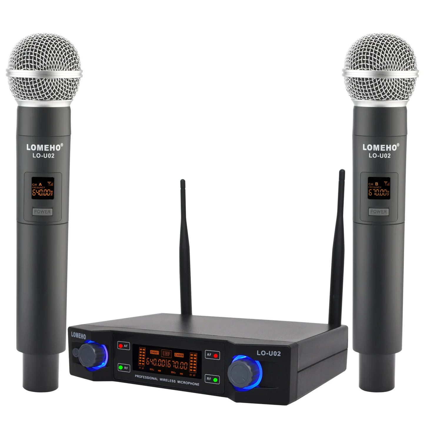 LOMEHO 2 Handheld Microphone Wireless Dual Channel