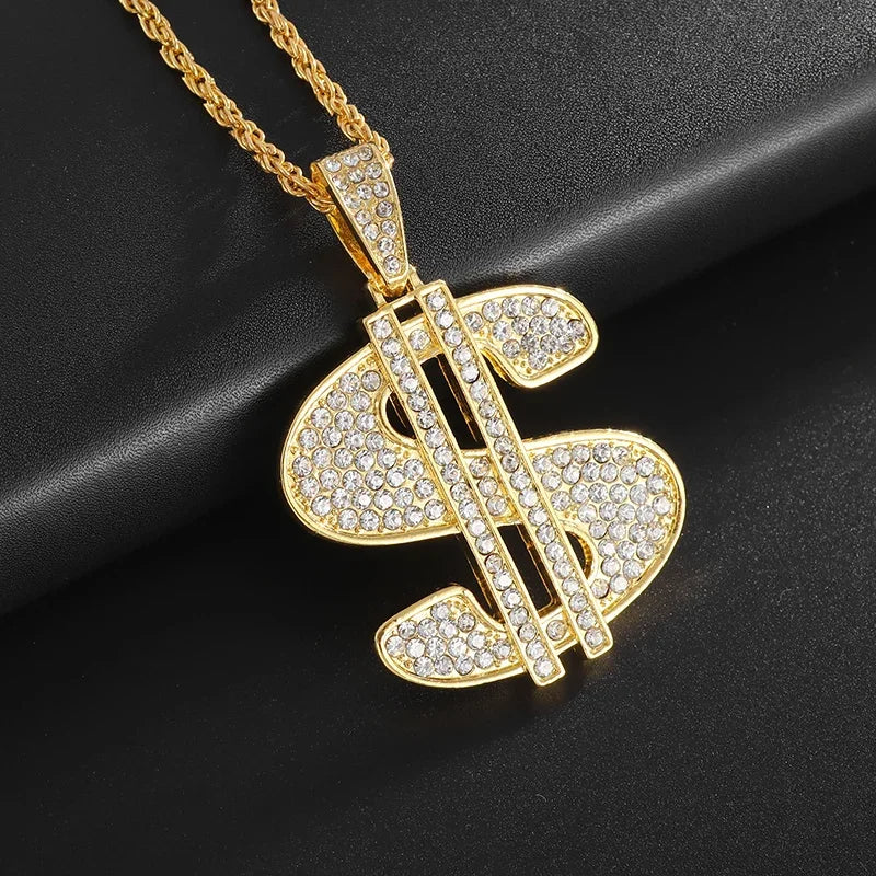Iced Out Letter Savage Pendant Shiny Bing Cubic Zirconia Hip Hop Necklace Men\\\'s Cool Rock Rap Trend Jewelry