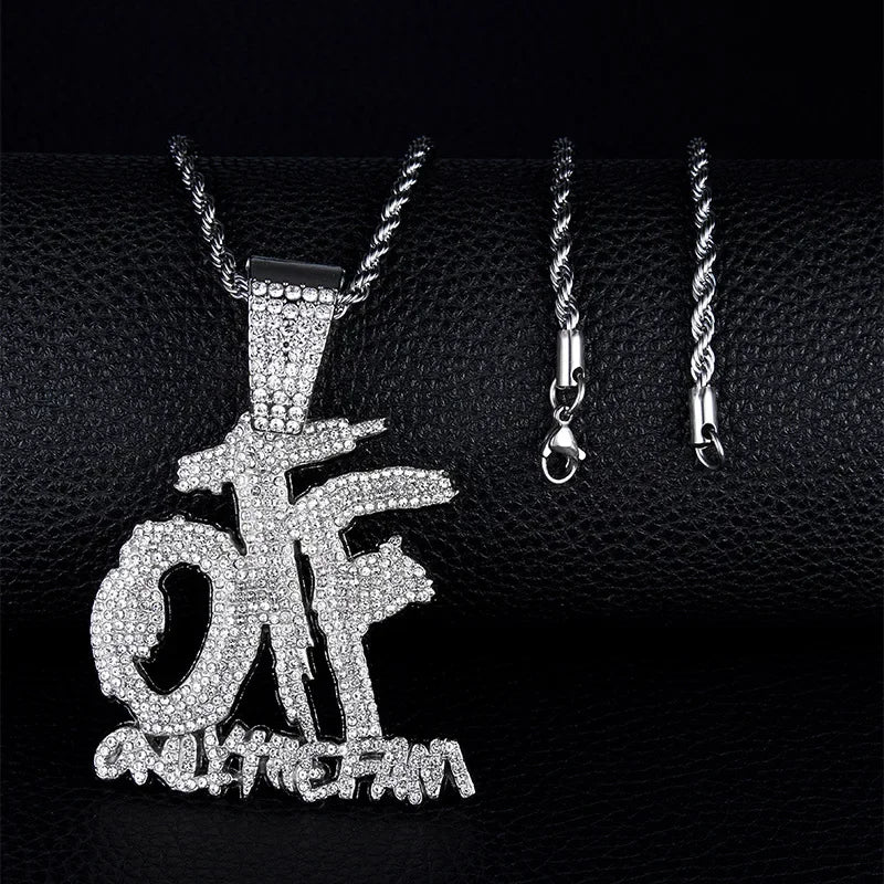Iced Out Letter Savage Pendant Shiny Bing Cubic Zirconia Hip Hop Necklace Men\\\'s Cool Rock Rap Trend Jewelry