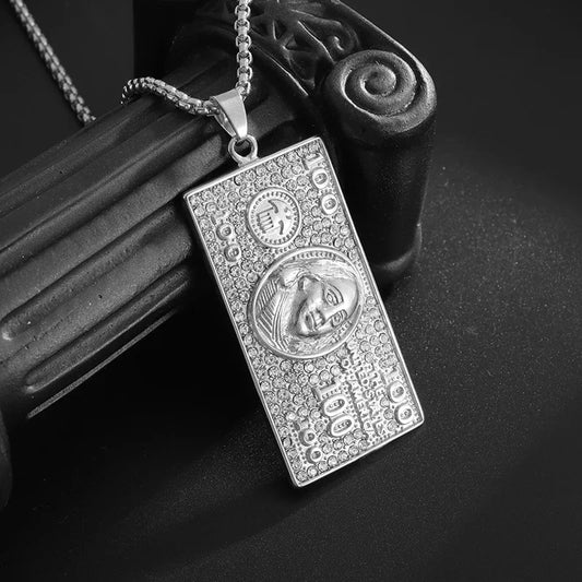 Iced Out Letter Savage Pendant Shiny Bing Cubic Zirconia Hip Hop Necklace Men\\\'s Cool Rock Rap Trend Jewelry