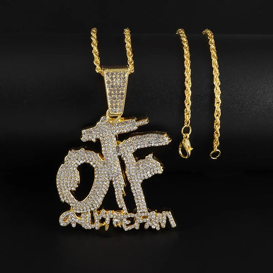 Iced Out Letter Savage Pendant Shiny Bing Cubic Zirconia Hip Hop Necklace Men\\\'s Cool Rock Rap Trend Jewelry