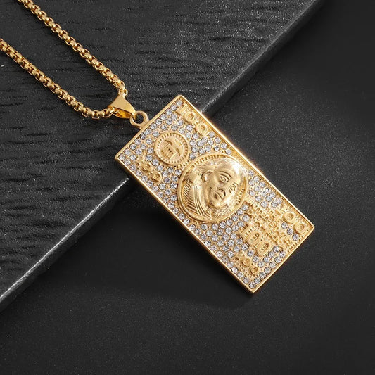 Iced Out Letter Savage Pendant Shiny Bing Cubic Zirconia Hip Hop Necklace Men\\\'s Cool Rock Rap Trend Jewelry