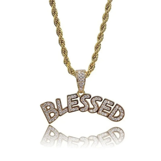 Iced Out Letter Savage Pendant Shiny Bing Cubic Zirconia Hip Hop Necklace Men\\\'s Cool Rock Rap Trend Jewelry