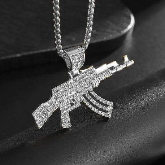 Iced Out Letter Savage Pendant Shiny Bing Cubic Zirconia Hip Hop Necklace Men\\\'s Cool Rock Rap Trend Jewelry
