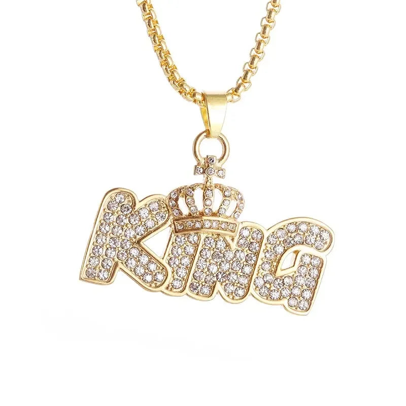 Iced Out Letter Savage Pendant Shiny Bing Cubic Zirconia Hip Hop Necklace Men\\\'s Cool Rock Rap Trend Jewelry
