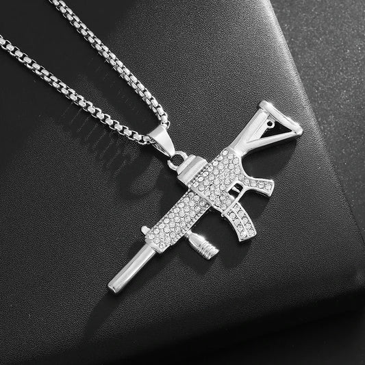 Iced Out Letter Savage Pendant Shiny Bing Cubic Zirconia Hip Hop Necklace Men\\\'s Cool Rock Rap Trend Jewelry