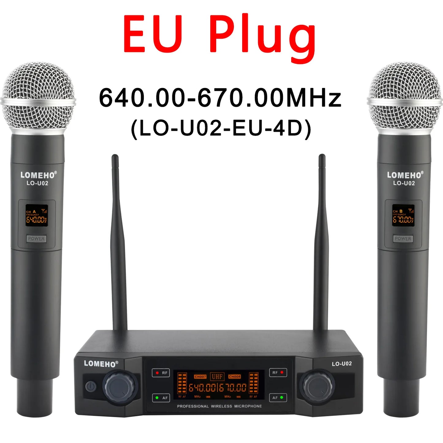 LOMEHO 2 Handheld Microphone Wireless Dual Channel