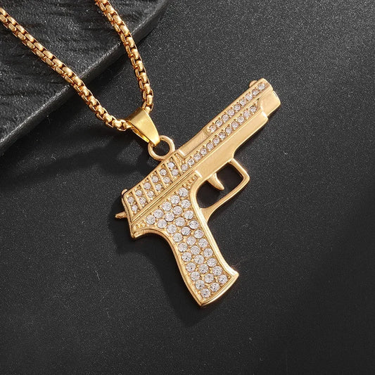 Iced Out Letter Savage Pendant Shiny Bing Cubic Zirconia Hip Hop Necklace Men\\\'s Cool Rock Rap Trend Jewelry