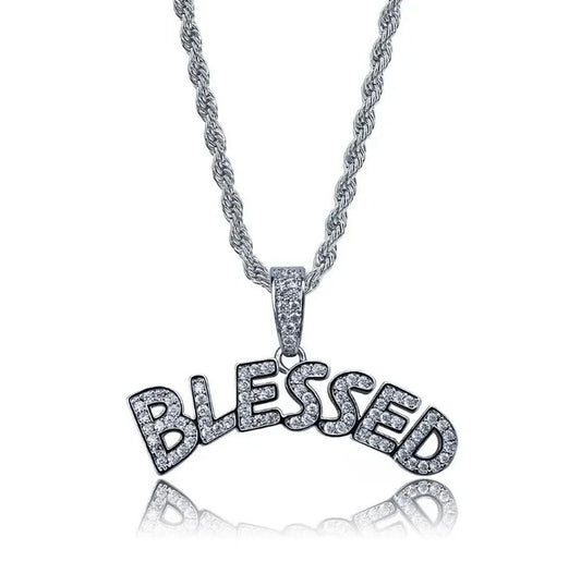Iced Out Letter Savage Pendant Shiny Bing Cubic Zirconia Hip Hop Necklace Men\\\'s Cool Rock Rap Trend Jewelry