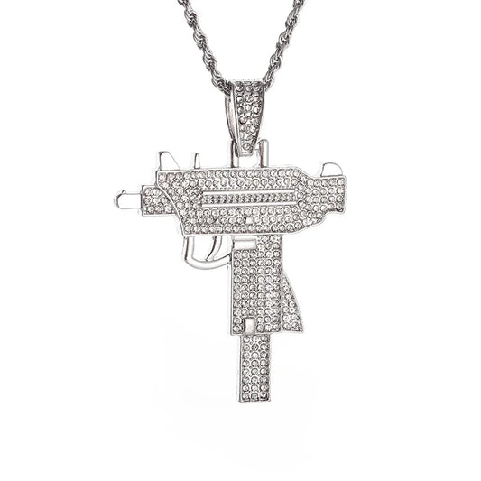 Iced Out Letter Savage Pendant Shiny Bing Cubic Zirconia Hip Hop Necklace Men\\\'s Cool Rock Rap Trend Jewelry
